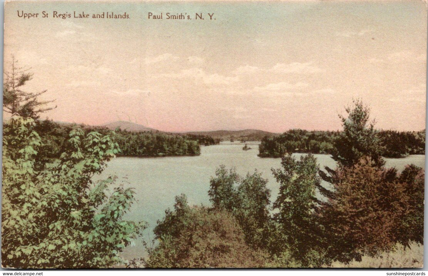 New York Paul Smith's Upper St Regis Lake And Islands 1919 Handcolored Albertype - Adirondack