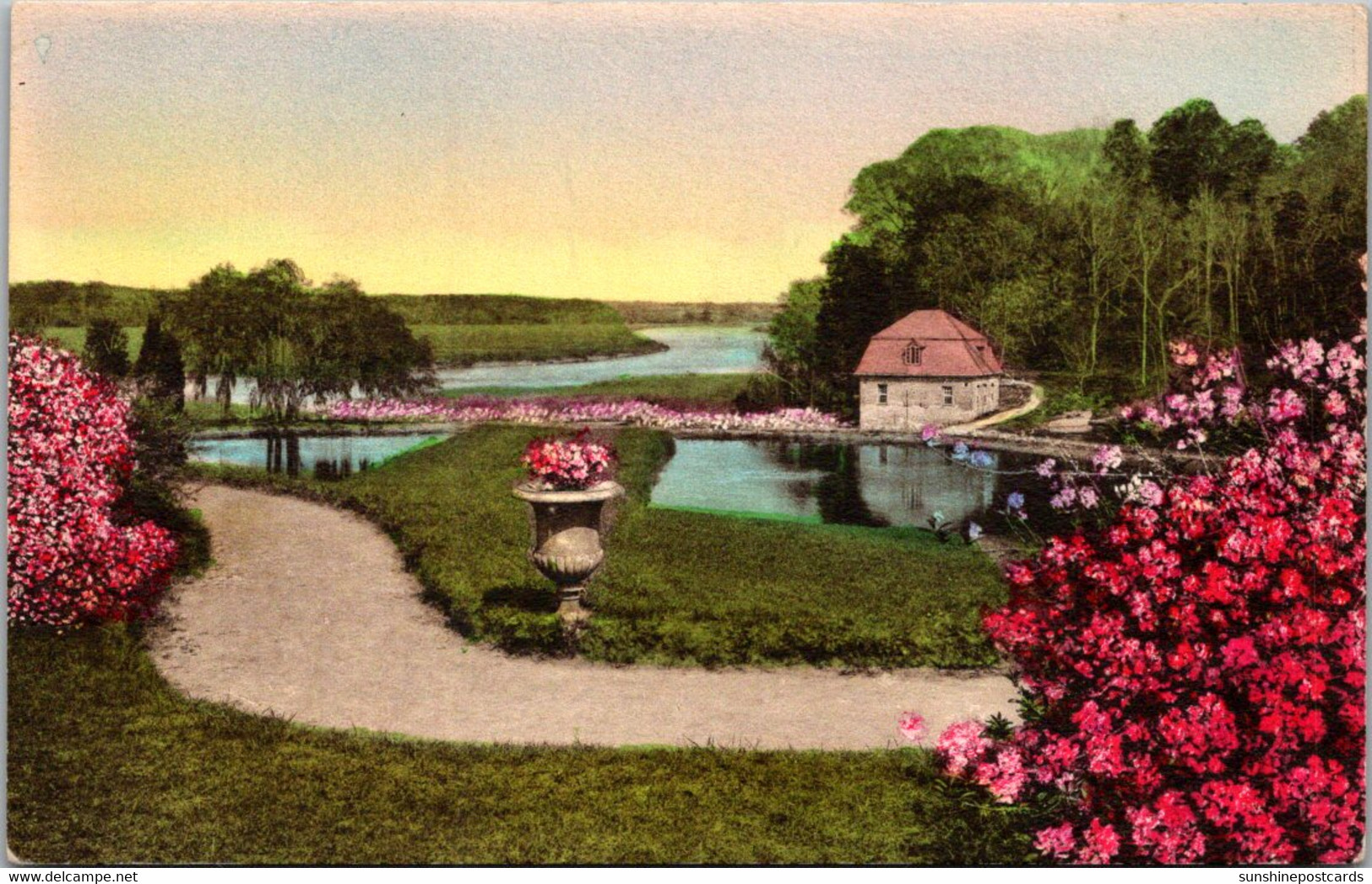 South Carolina Charleston Middleton Place Gardens View From Ruins Of Old Mansion Handcolored Albertype - Charleston