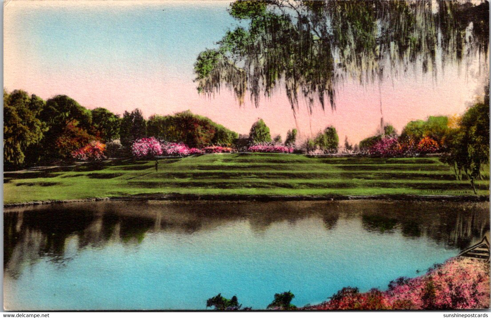 South Carolina Charleston Middleton Place Gardens Terraces Facing Riverfront Handcolored Albertype - Charleston