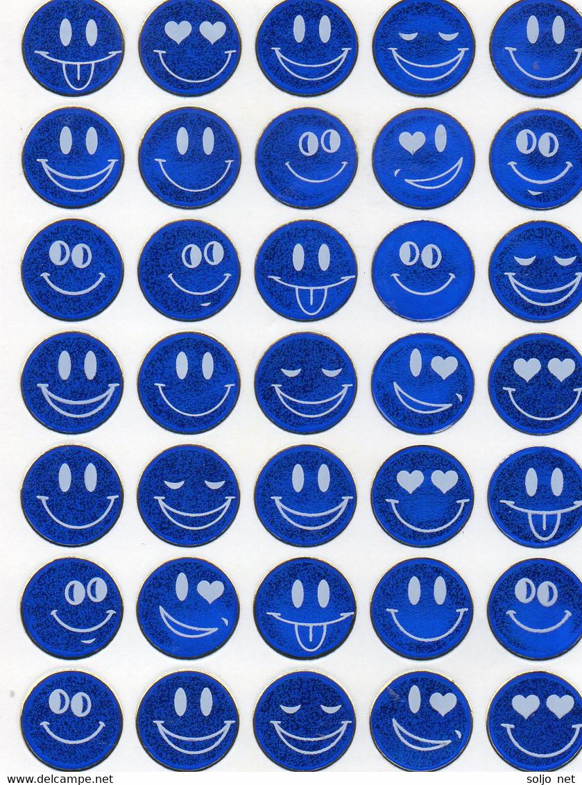 Smilies Smiley Smile  Blau Aufkleber Metallic Look /  Sticker 13x10 Cm ST427 - Scrapbooking