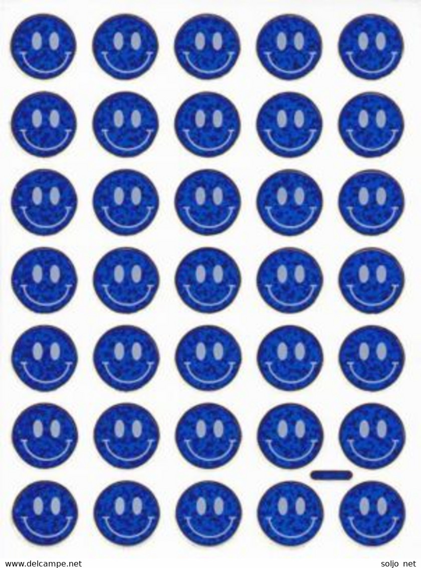 Smilies Smiley Smile Blau Aufkleber Metallic Look /  Sticker 13x10 Cm ST316 - Scrapbooking