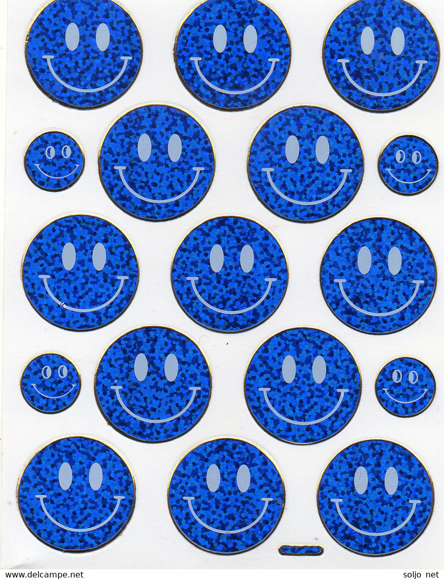 Smilies Smiley Smile Blau Aufkleber Metallic Look /  Sticker 13x10 Cm ST064 - Scrapbooking