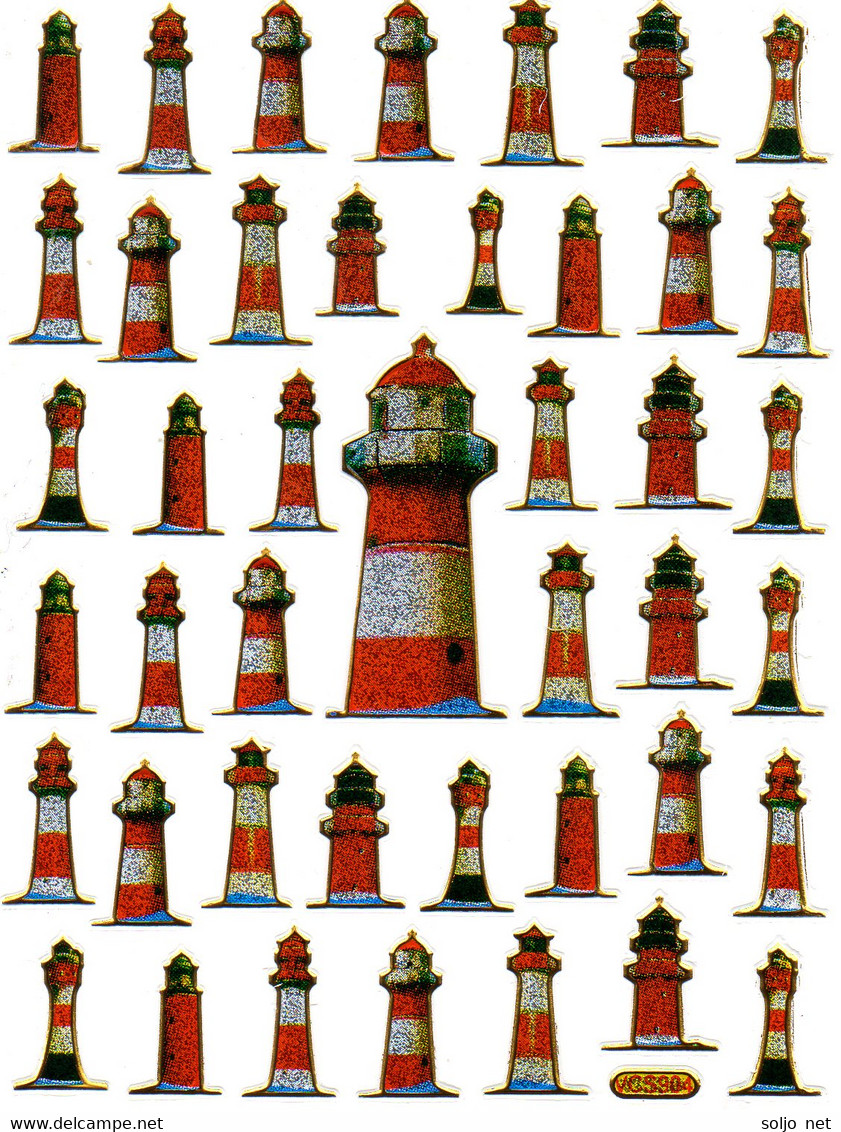 Leuchtturm Aufkleber Metallic Look / Lighthouse Sticker 13x10 Cm ST282 - Scrapbooking