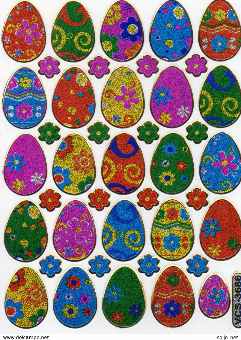 Oster Ei  Aufkleber Metallic Look / Easter Egg Sticker 13x10 Cm ST171 - Scrapbooking