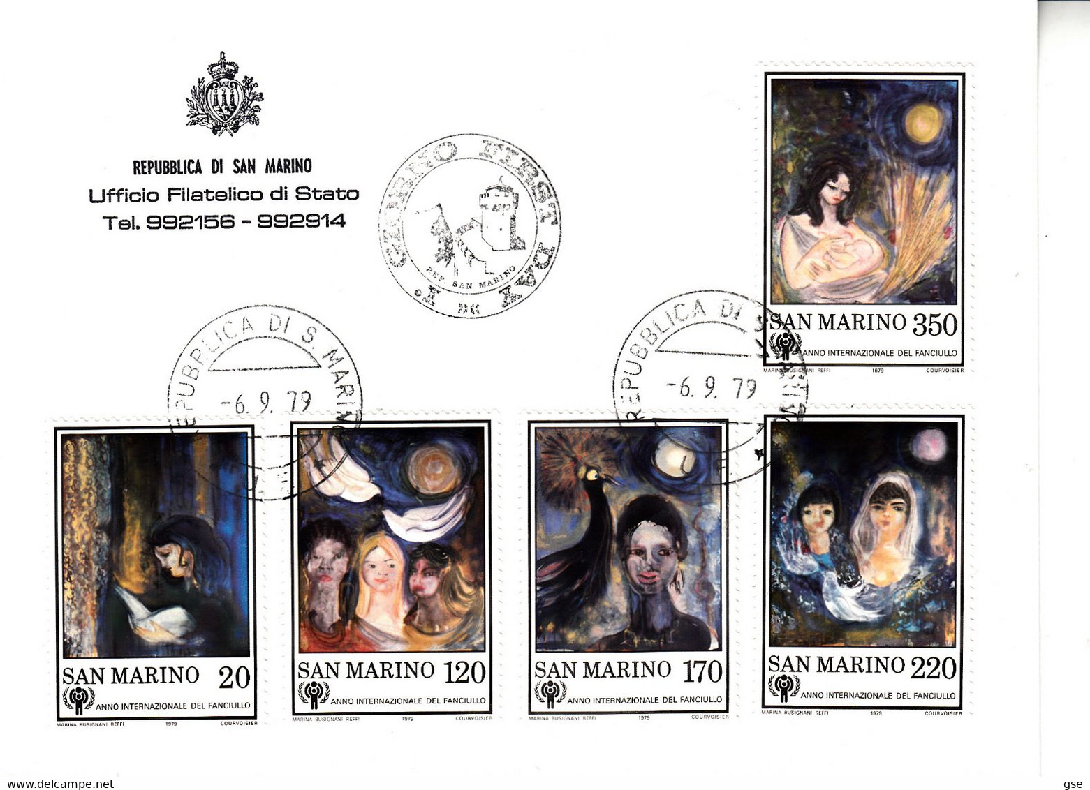 SAN MARINO 1979 - Lettera   Con Sassone 1027/31 - Arte - Anno Del Fanciullo - Covers & Documents