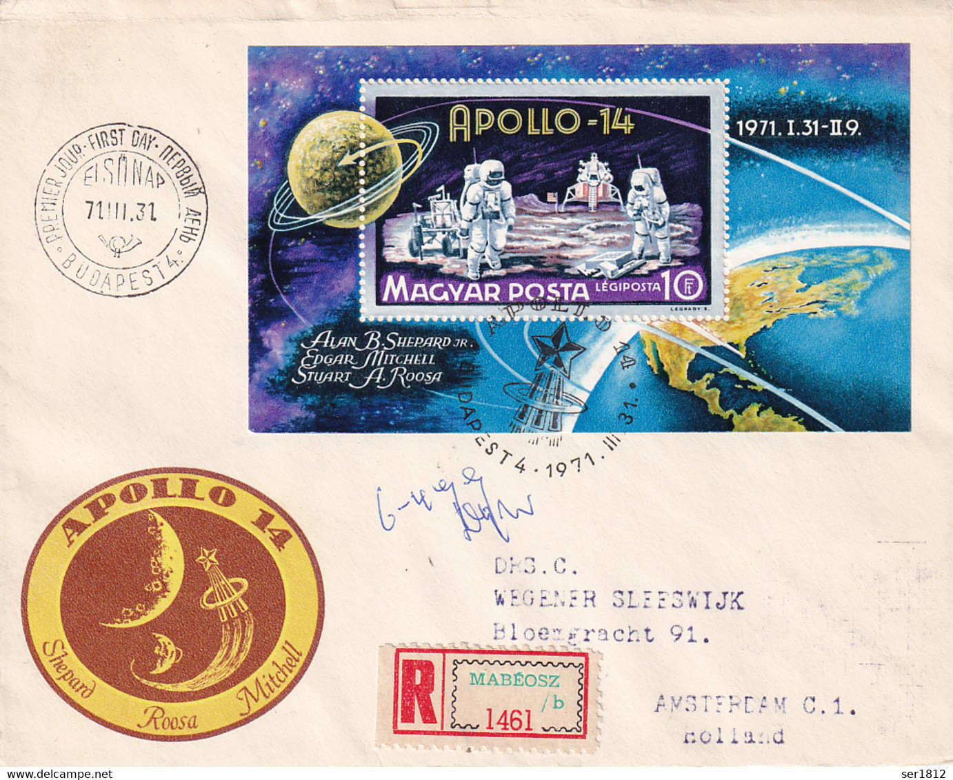 Hungary  Magyar 1971 FDC Space Cover Apollo 14  First Vehicle On The Moon - Brieven En Documenten