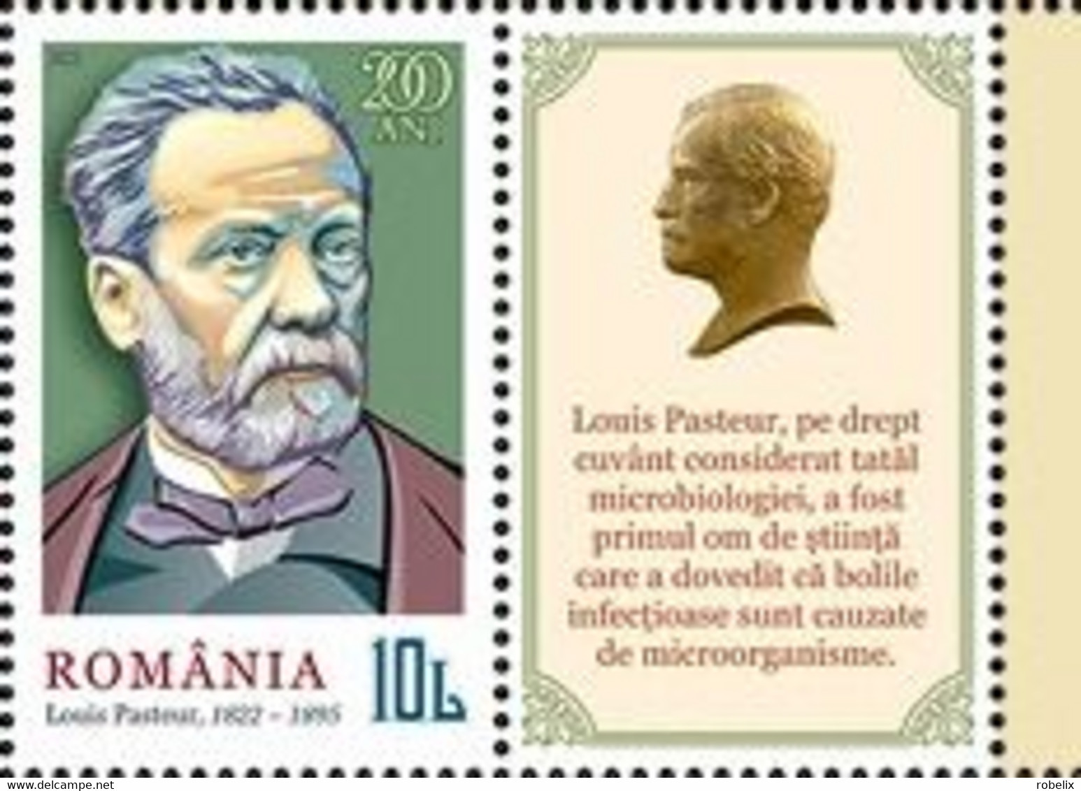 ROMANIA 2022 LOUIS PASTEUR - 200 ANS DEPUIS SA NAISSANCE Set 1 Timbre Avec Etiquette Neuf - Stamp With Label MNH ** - Louis Pasteur