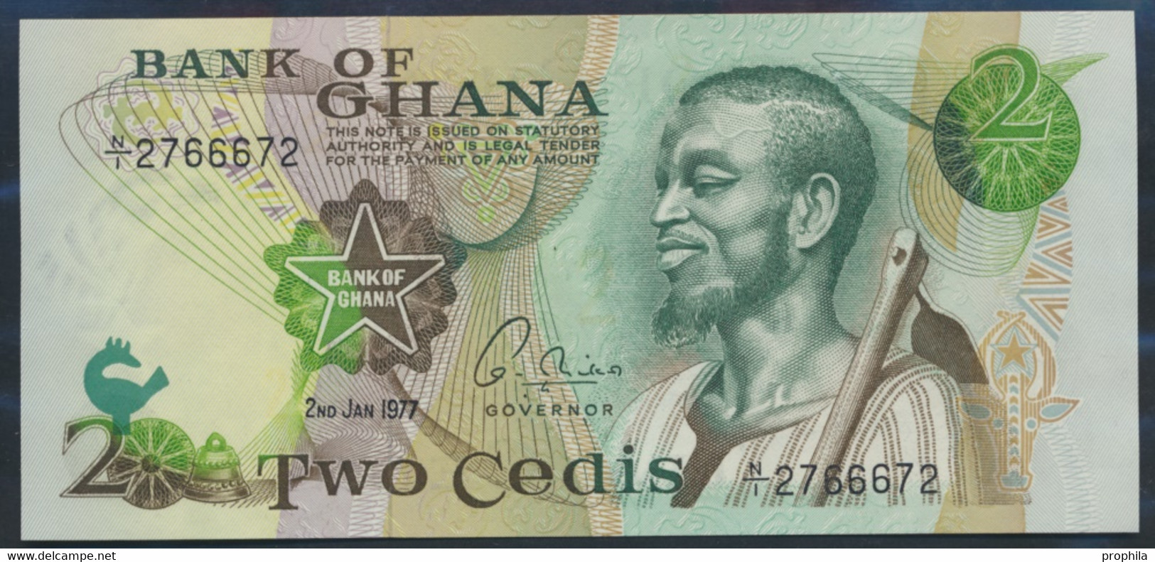 Ghana Pick-Nr: 14c (1977) Bankfrisch 1977 2 Cedis (9990971 - Ghana