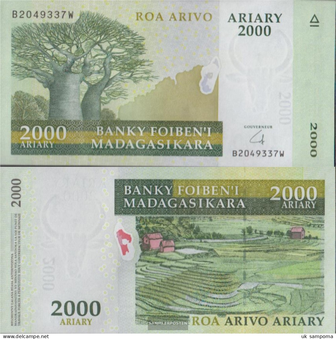 Madagascar Pick-number: 90b Uncirculated 2009 2.000 Ariary - Madagascar