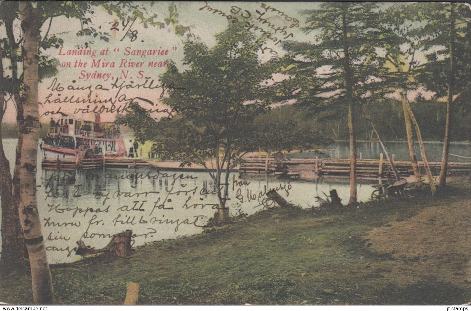 1906. CANADA. EDWARD Edward VII 2 Ex ONE CENT On Fine BOAT Motive Postcard (Landing At Sangari... (Michel 77) - JF437436 - Covers & Documents