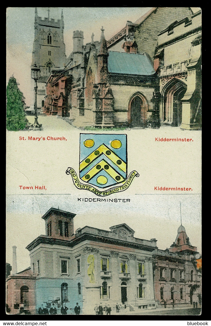 Ref 1596 -  Early Double View Postcard - Kidderminster Worcestershire - Town Hall & Church - Altri & Non Classificati