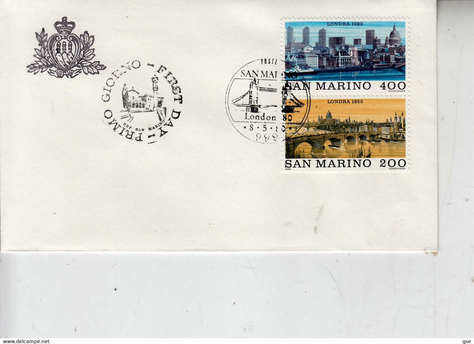 SAN MARINO 1980 -  Sassone  1056/7 - Londra - Lettres & Documents