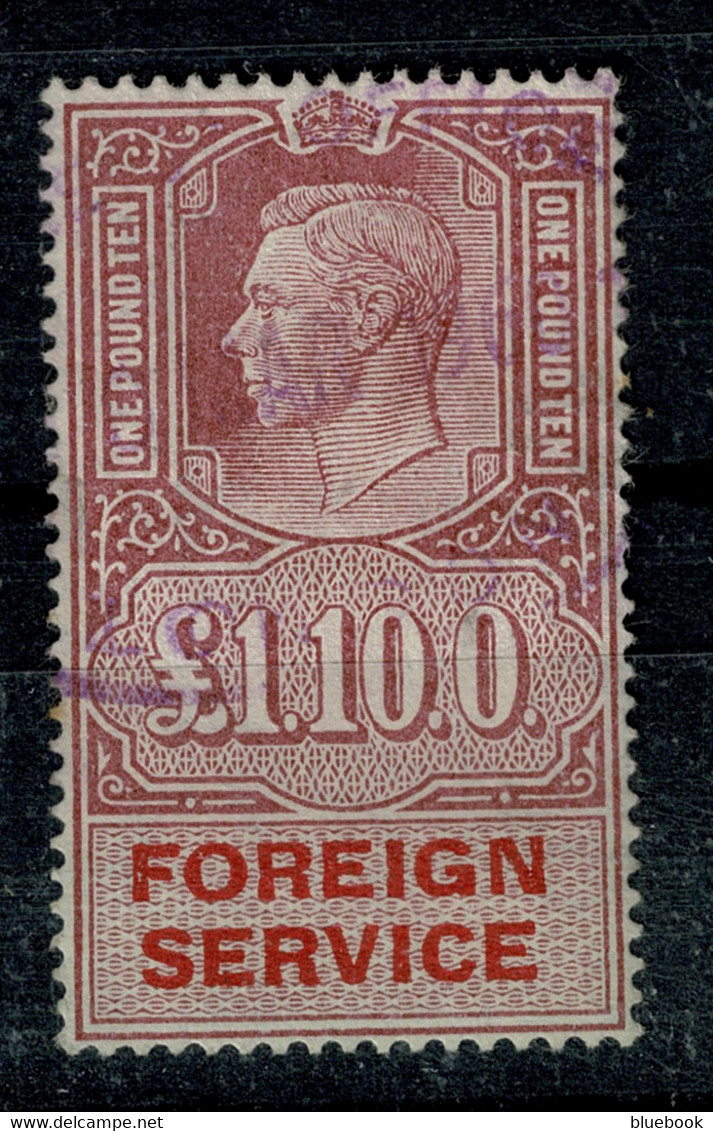 Ref 1596 -  GB Used Fiscal Revenue Stamp - KGVI £1.10,0 Foreign Service - Revenue Stamps