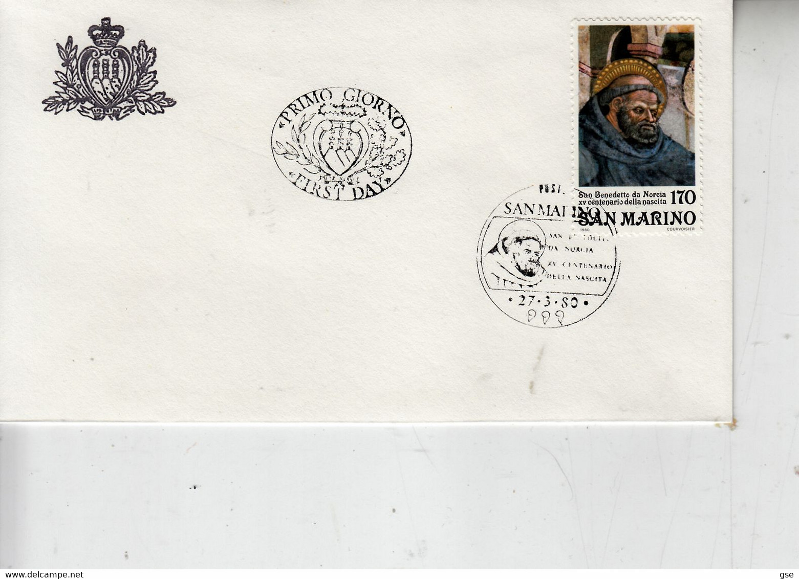 SAN MARINO 1980 -  Sassone  1049 - S.Benedetto (Patrono Europa) - Lettres & Documents