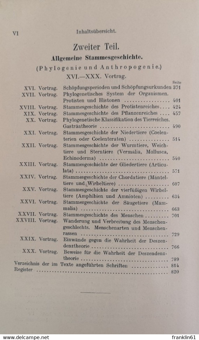 Natürliche Schöpfungs-Geschichte. Erstr Teil: Allgemeine Entwicklungslehre (Transformismus und Darwinismus).