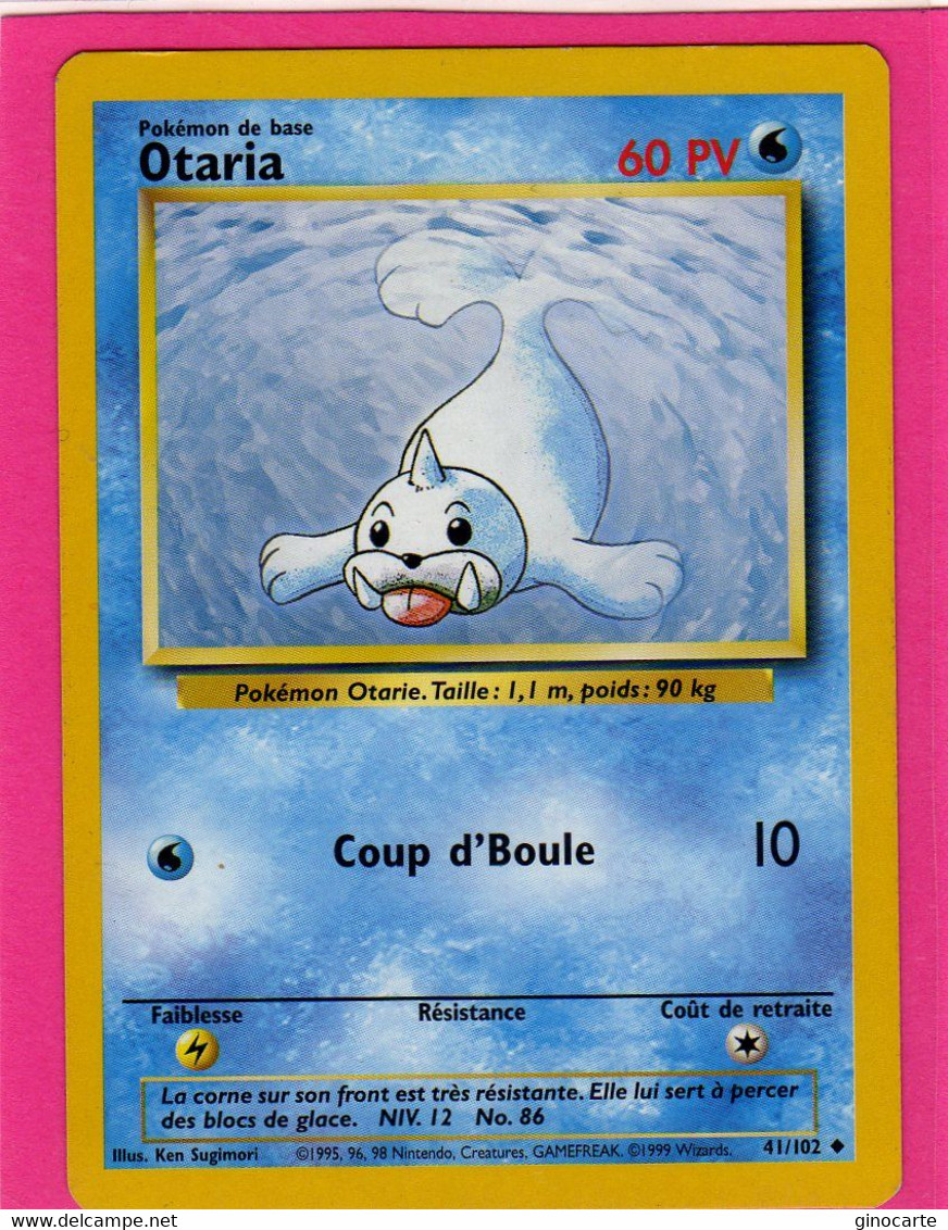 Carte Pokemon Francaise Set De Base Wizards 41/102 Otaria 60pv 1995 Bon Etat - Wizards