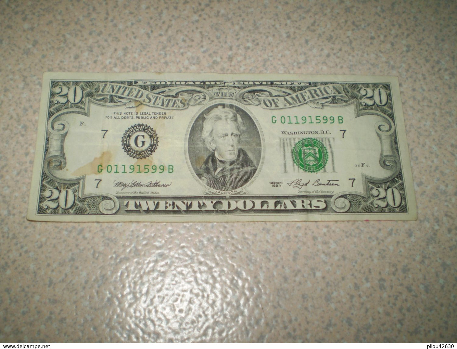 20 Dollars USA Chicago 1993, Jackson, Billet Qui A Servi - Autres - Amérique