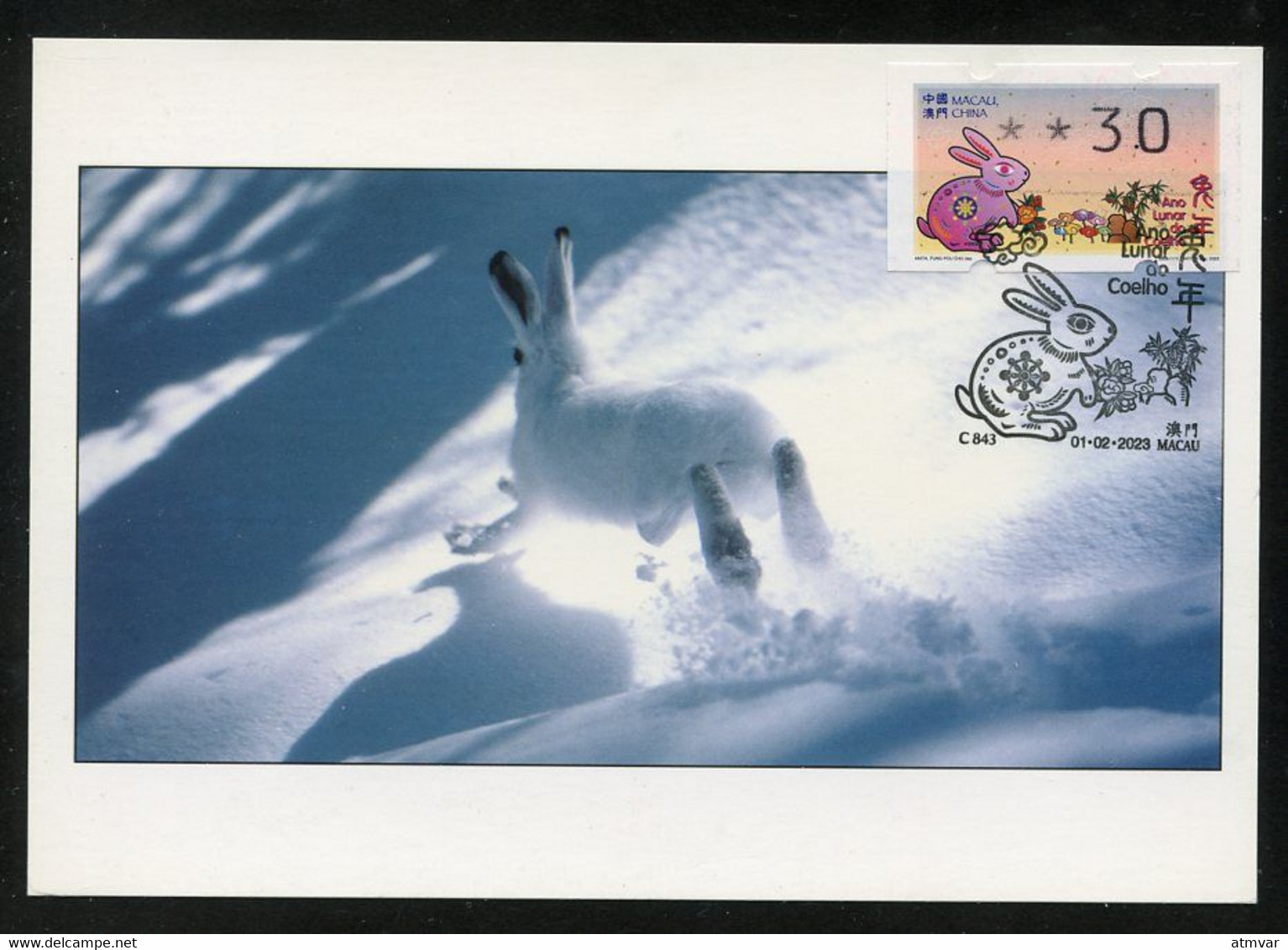 MACAU MACAO (2023) Ano Lunar Do Coelho / Lunar Year Of The Rabbit / Année Du Lièvre - Nagler ATM - Carte Maximum Card - Tarjetas – Máxima