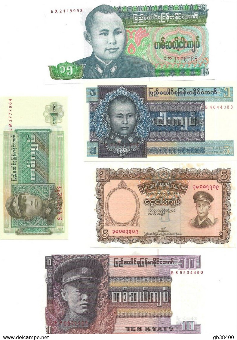 BIRMANIE 5 BILLETS BURMA BANK REF AO56 - Sonstige – Asien