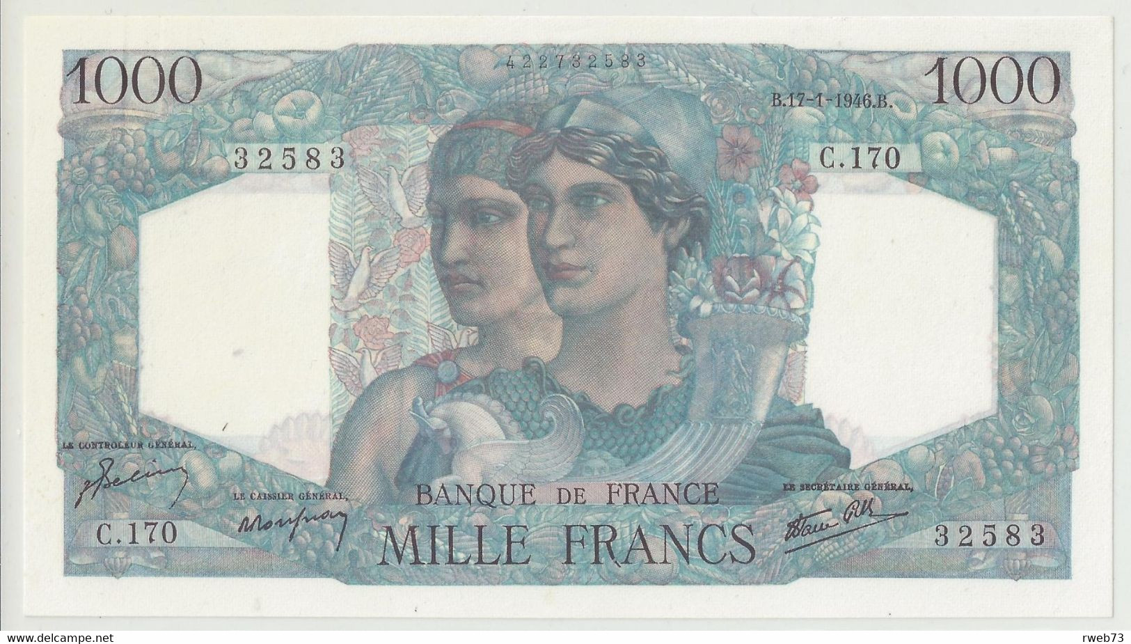 Fayette 41/10 - 1000 Francs - Minerve Et Hercule - 17-1-1946 - Alphabet C 170 - SPL+ - 1 000 F 1945-1950 ''Minerve Et Hercule''