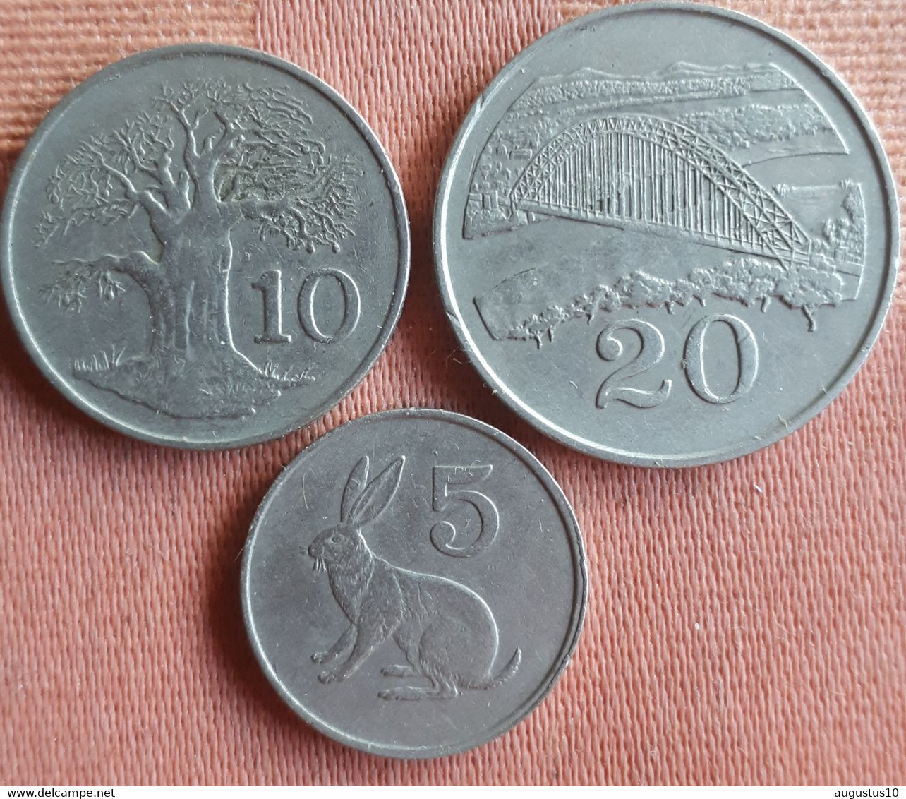 3 X Zimbabwe : 5 CENTS 1982 + 10 CENTS 1980 + 20 CENTS 1983 KM 2 / 3 En 4 - Zimbabwe