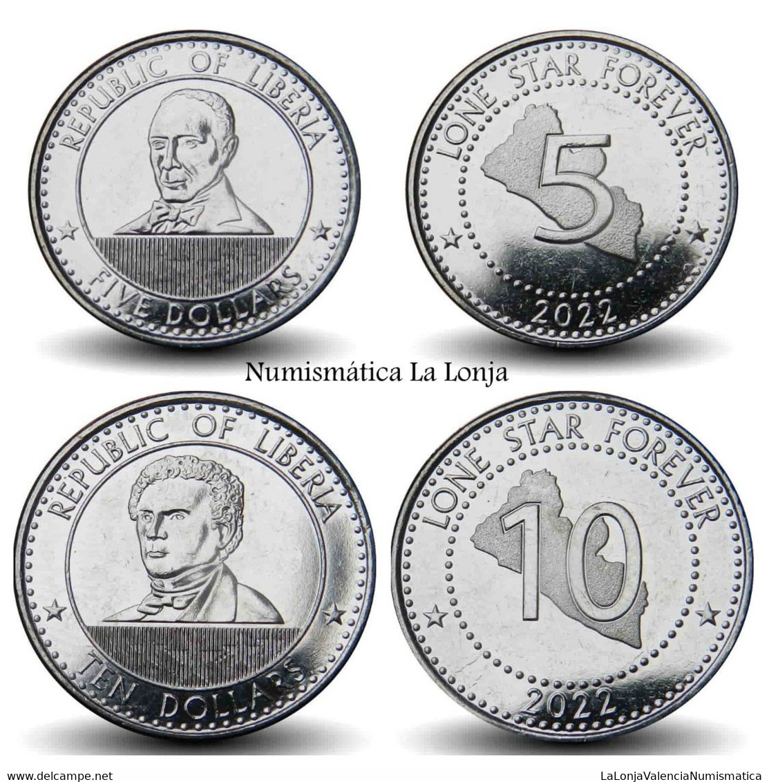 Liberia Set 2 Monedas 5 10 Dollars 2022 (2023) Km New Sc Unc - Liberia
