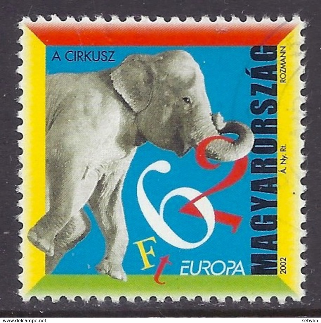 Hungary - 2002 Europa CEPT, The Circus, Elephant, Animals, Mammals - Used - Oblitérés