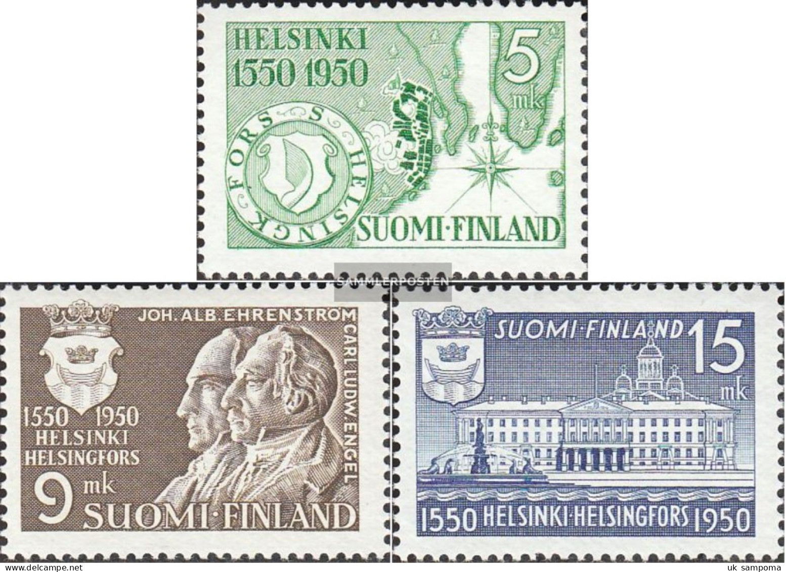 Finland 388-390 (complete Issue) Unmounted Mint / Never Hinged 1950 400 Years Helsinki - Ungebraucht