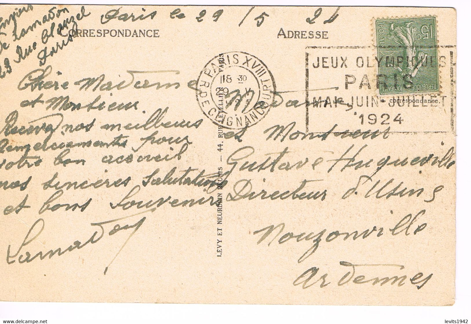 JEUX OLYMPIQUES 1924 -  MARQUE POSTALE - FOOTBALL - 1/8 ème FINALE - JOUR DE COMPETITION - 29-05 - - Summer 1924: Paris