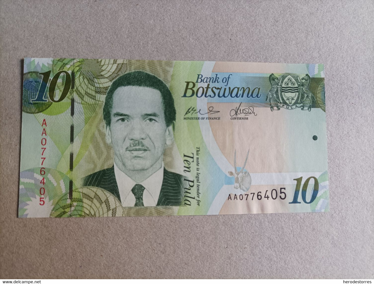 Billete De Botswana De 10 Pula, Año 2009 Serie AA, Nº Bajo, UNC - Botswana