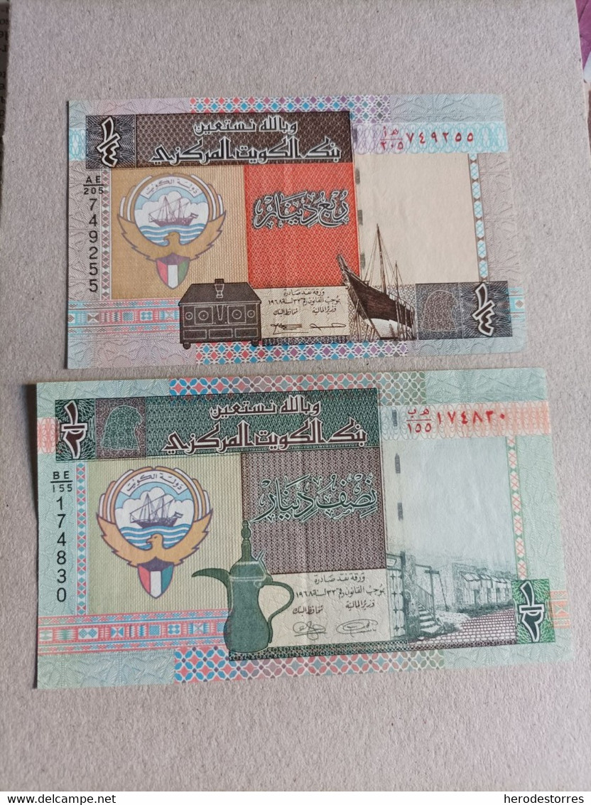 2 Billetes De Kuwait, Año 1994 - Kuwait