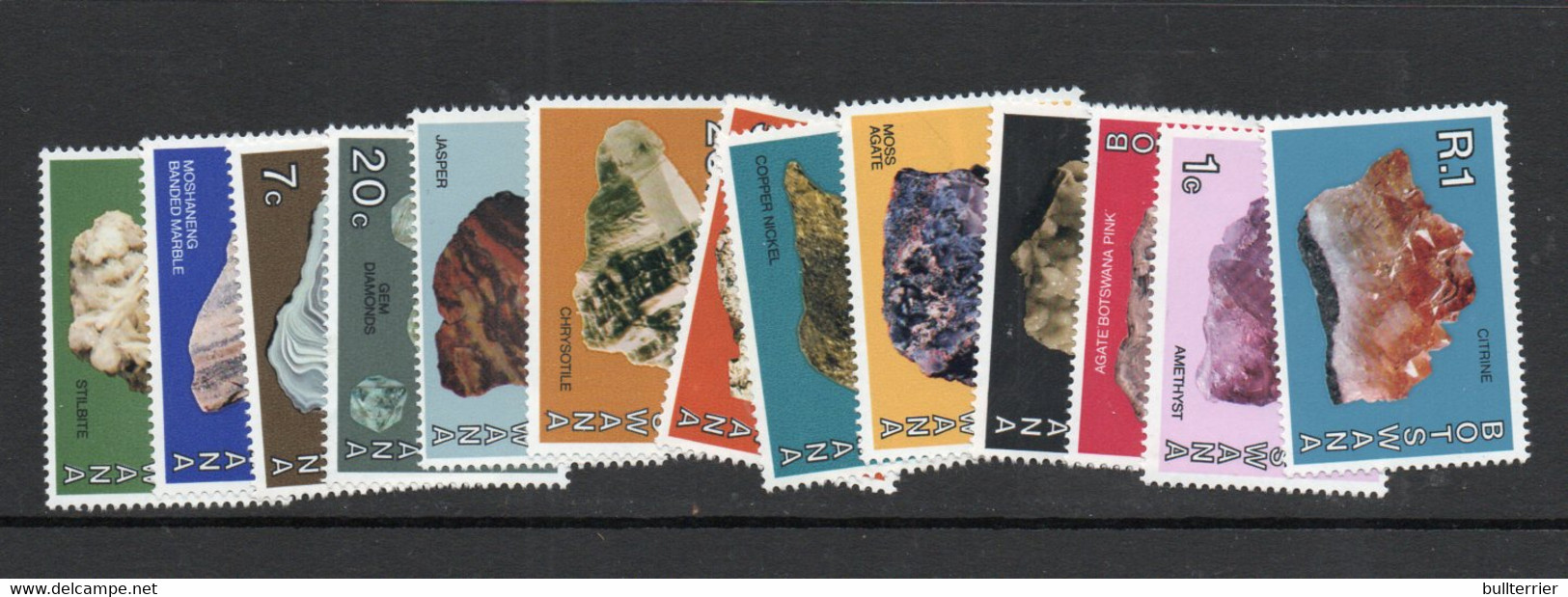 BOTSWANA -  1974 - BOTSWANA MINERALS SET OF 13 TO 1 T CITRINE MINT NEVER HINGED , SG £33.50 - Botswana (1966-...)