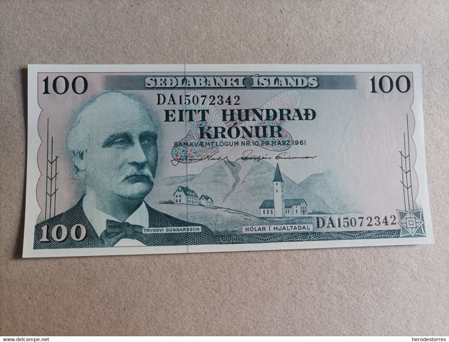 Billete De Islandia 100 Kronur, Año 1961, Uncirculated - Islandia