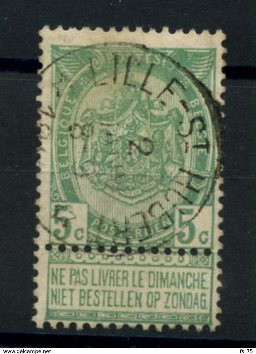 BELGIQUE - COB 83 - 5C VERT JAUNE RELAIS A ETOILES LILLE-ST-HUBERT - 1893-1907 Wappen