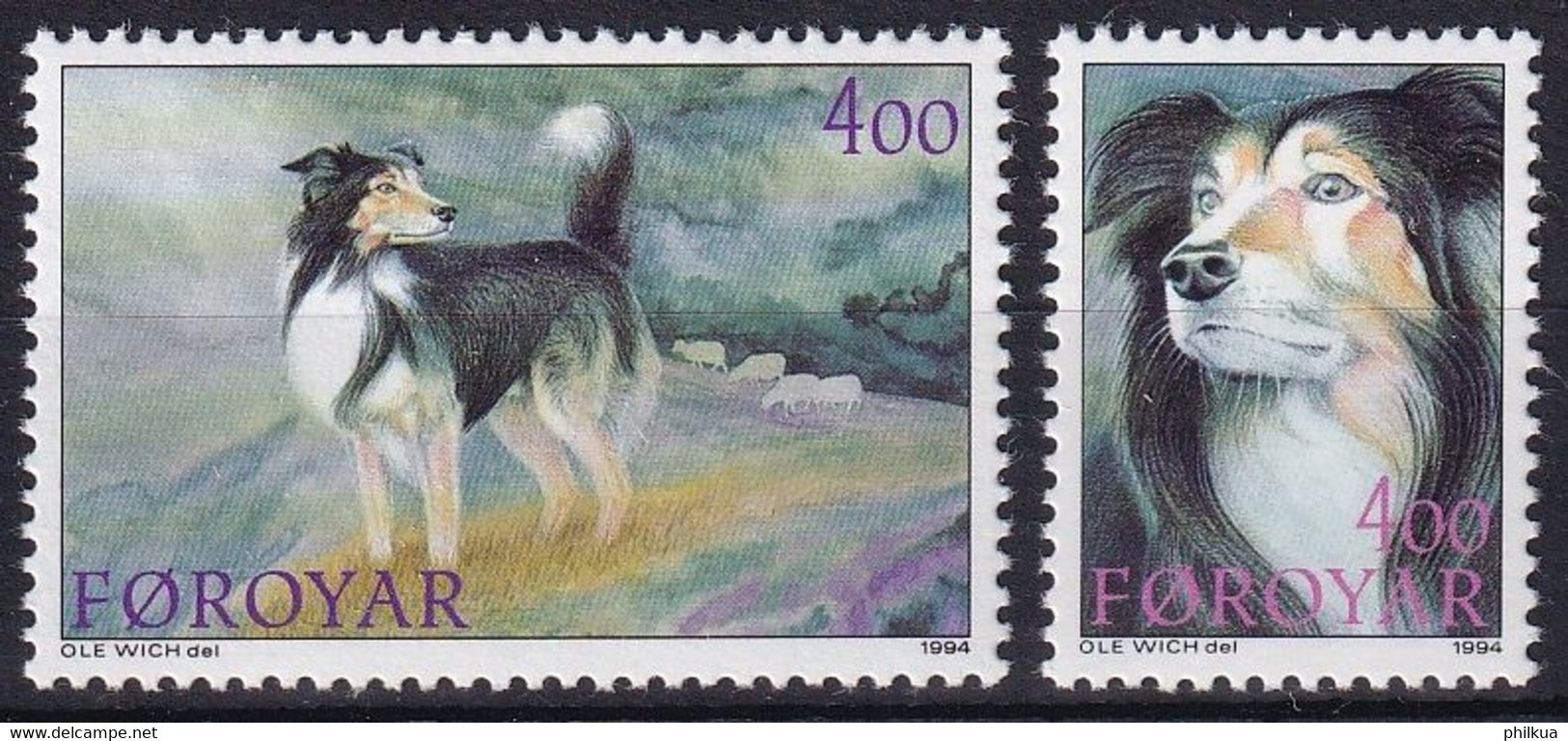 MiNr. 262 - 263 Dänemark Färöer 1994, 6. Juni. Hütehunde Postfrisch/**/MNH - Färöer Inseln