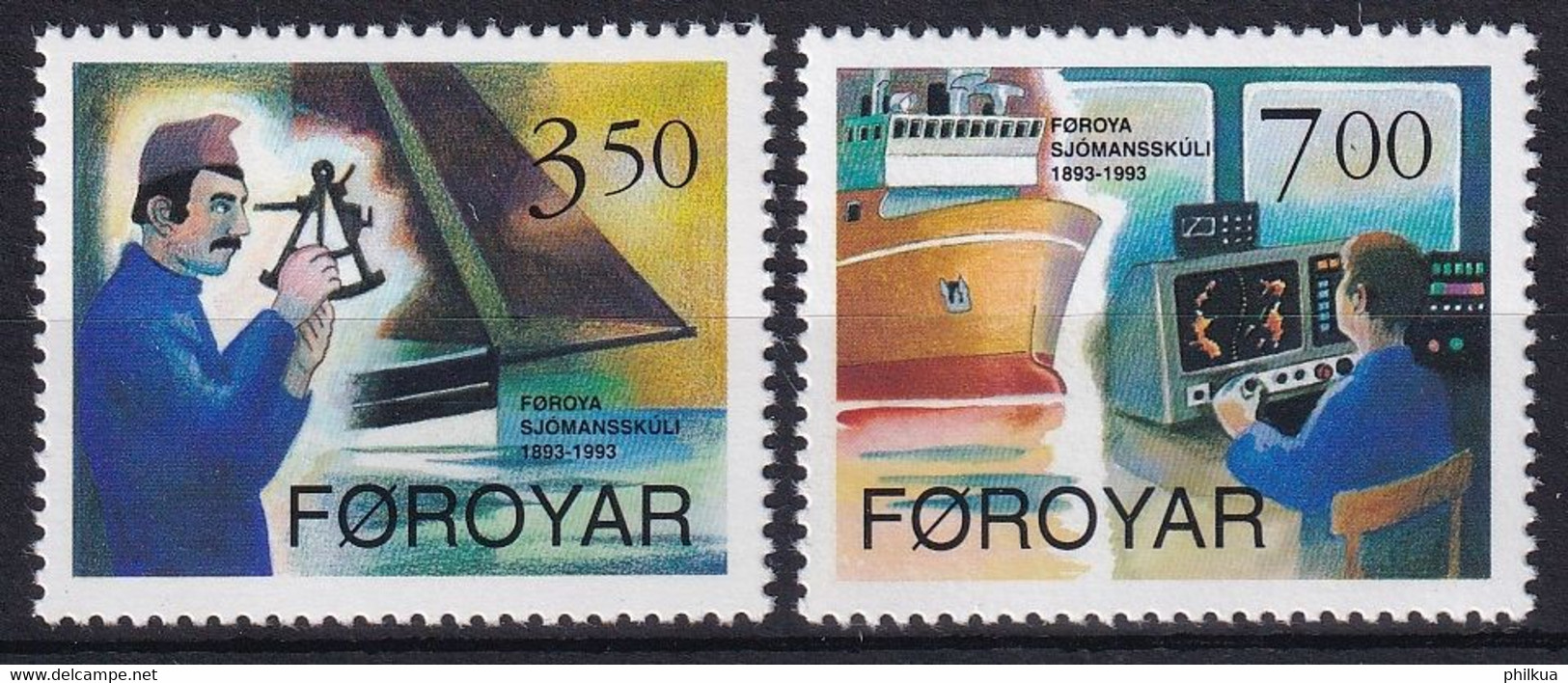 MiNr. 264 - 265 Dänemark Färöer 1994, 6. Juni. 100 Jahre Seefahrtsschule Postfrisch/**/MNH - Féroé (Iles)