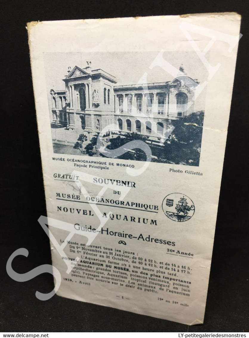 #PUB6 - Horaire Train Autocars Bus Adresses Utiles - Souvenirs Du Musée Océanographique - Monaco - Avril 1939 - Europe