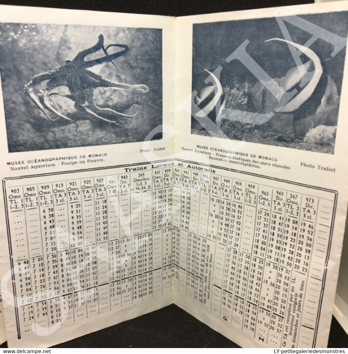 #PUB6 - Horaire Train Autocars Bus Adresses Utiles - Souvenirs Du Musée Océanographique - Monaco - Avril 1939 - Europa