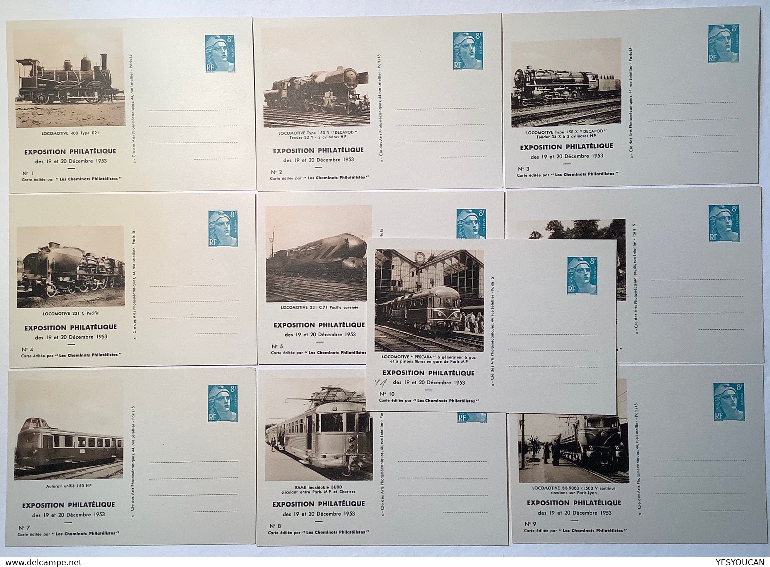 1953 France Entier Postal 8f Gandon SERIE TSC EXPOSITION PHILATELIQUE LES CHEMINOTS PHILATELISTES (locomotive Train SNCF - Standard Postcards & Stamped On Demand (before 1995)