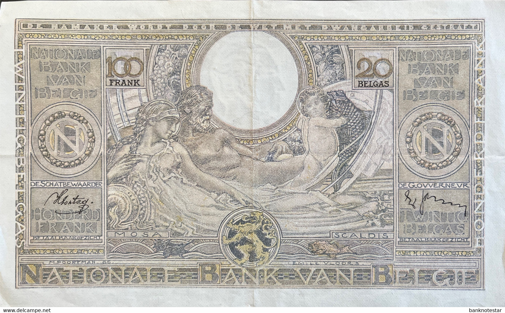 Belgium 100 Francs, P-107 (17.09.1938) - Extremely Fine - 100 Francs & 100 Francs-20 Belgas