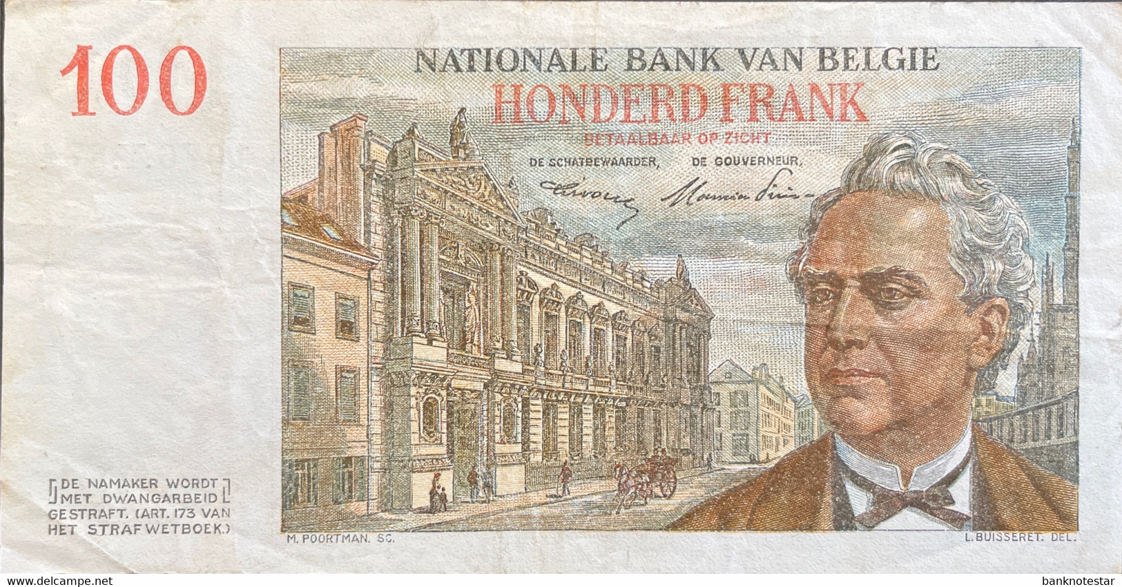 Belgium 100 Francs, P-129a (23.09.1952) - Very Fine - 100 Francos