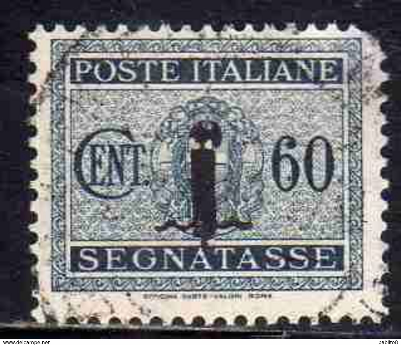 ITALIA REGNO ITALY KINGDOM 1944 REPUBBLICA SOCIALE ITALIANA RSI TASSE POSTAGE DUE TAXE SEGNATASSE FASCIO CENT. 60c USATO - Postage Due