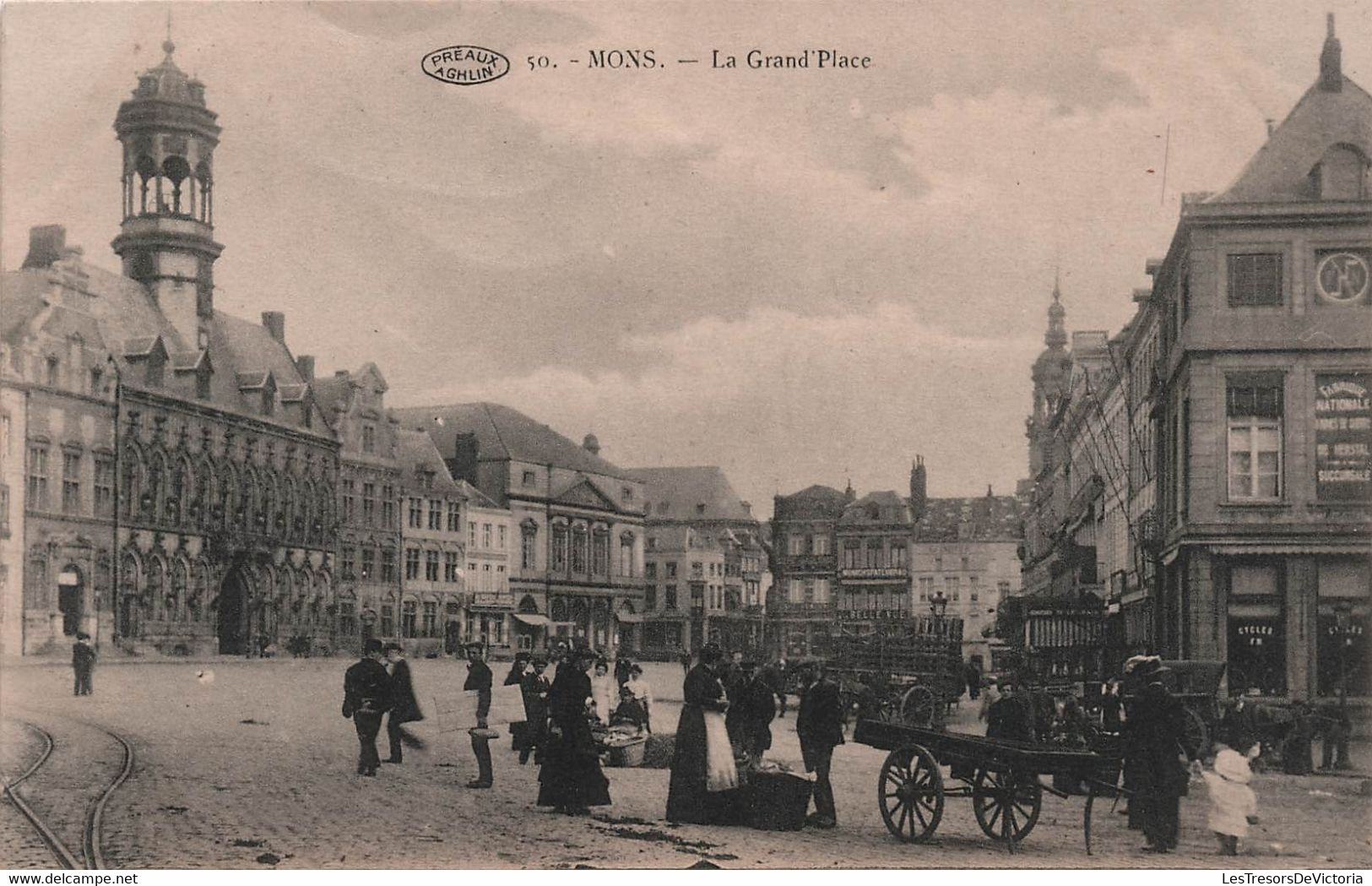 BELGIQUE - Mons - La Grand Place - Tres Animé - Carte Postale Ancienne - Mons