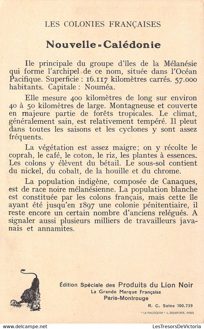 NOUVELLE CALEDONIE - Edition Spéciale Des Produits Du Lion Noir - Carte Postale Ancienne - Geografía
