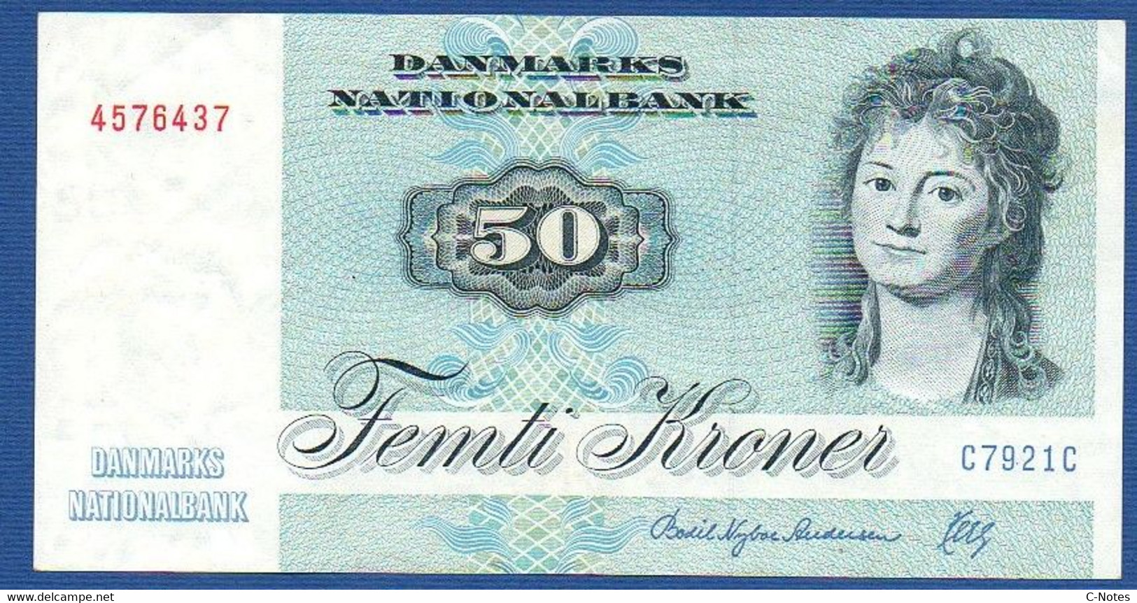 DENMARK - P.50j3 – 50 Kroner 1992 VF/XF Serie C7921C 4576137 - Signatures Rare - Danemark