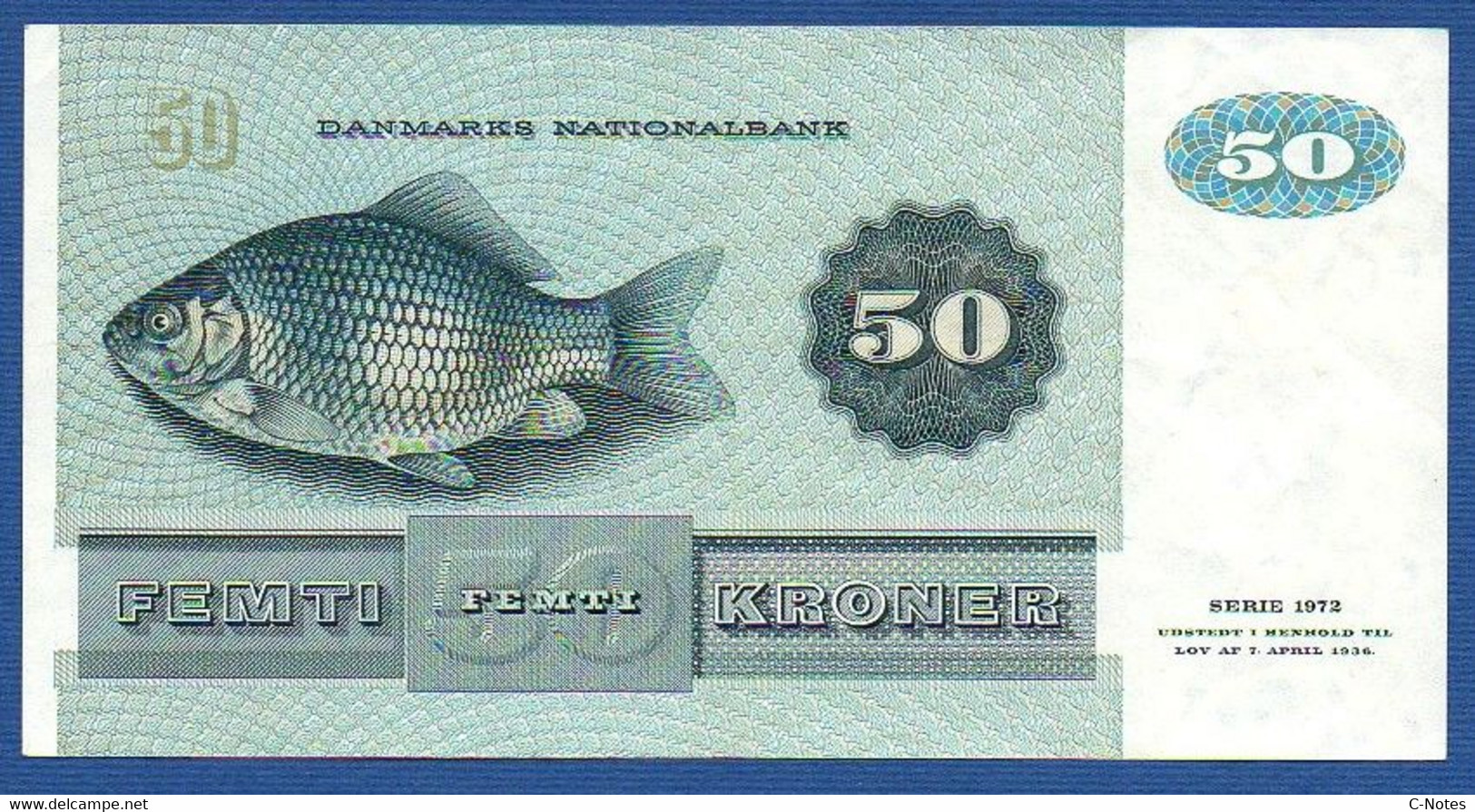 DENMARK - P.50j3 – 50 Kroner 1992 VF/XF Serie C7921C 4576137 - Signatures Rare - Denmark