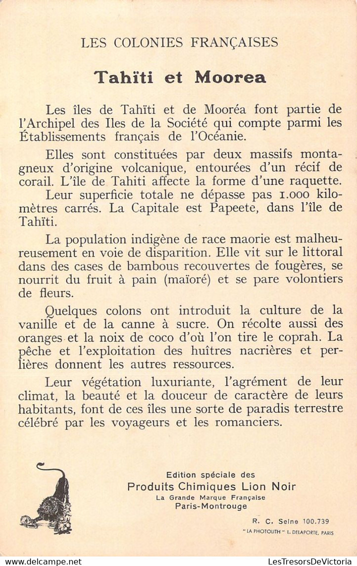 TAHITI ET MOOREA - Edition Spéciale Des Produits Du Lion Noir - Carte Postale Ancienne - Geografía