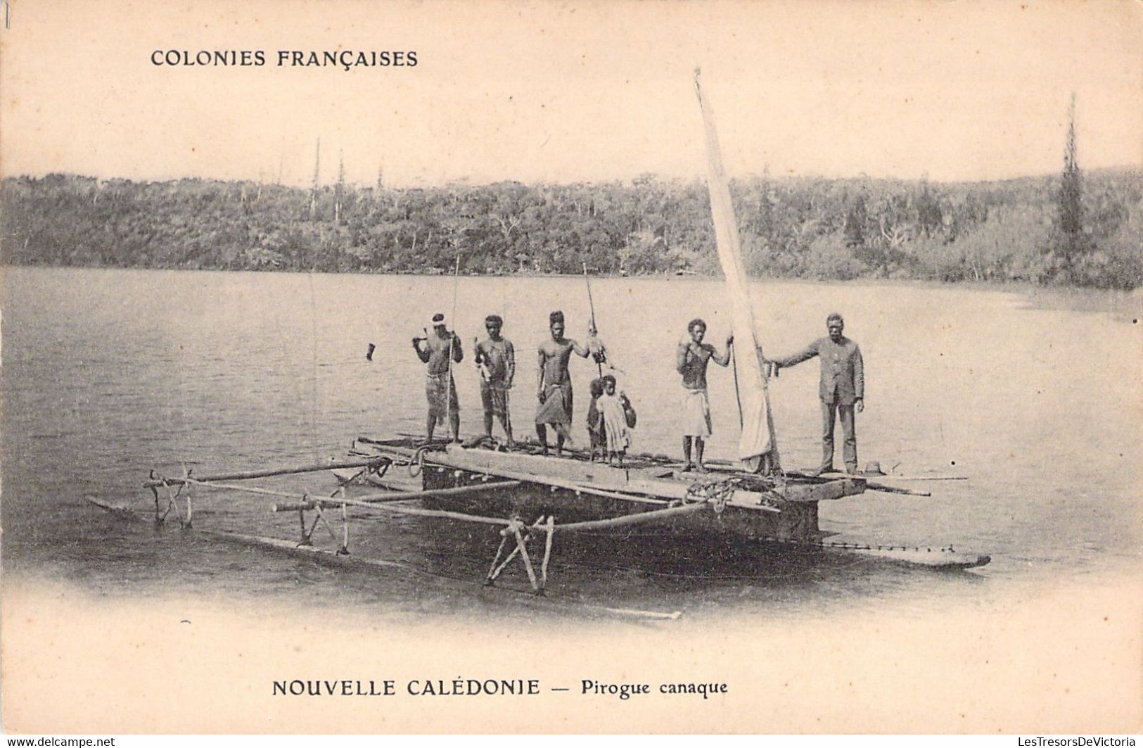 NOUVELLE CALEDONIE - Pirogue Canaque - Carte Postale Ancienne - Nouvelle Calédonie