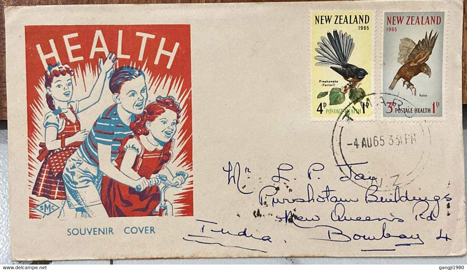 NEW ZEALAND,1965, Health, PRIVATE FDC ,TO ,INDIA,TO ADDRESS, L.P.JAI ,CRICKETER,CRICKET,Timaro,POST MARK. - Lettres & Documents