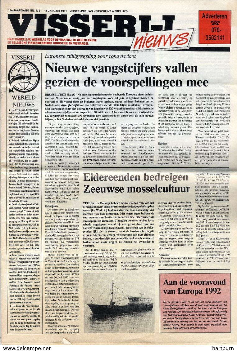 Visserijnieuws (11.01.1991) 10 Paginas.Weekblad Voor Visserij - Hunting & Fishing